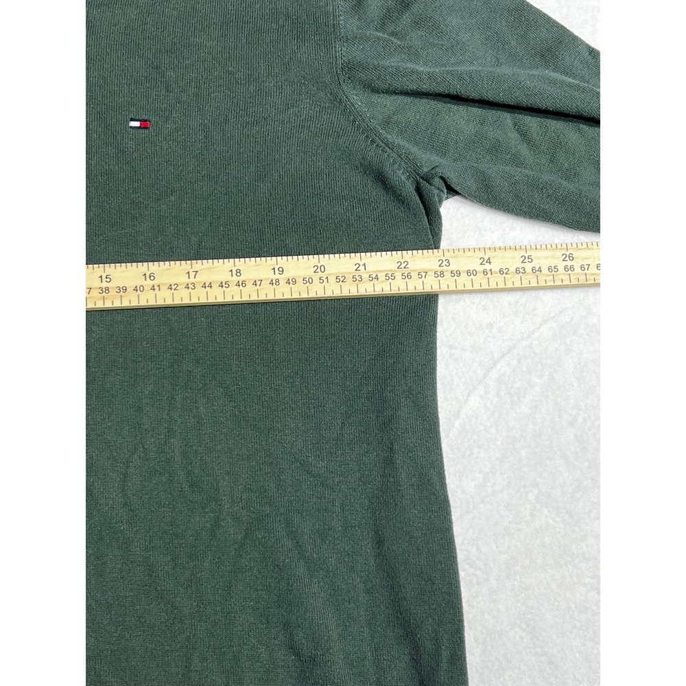 Tommy Hilfiger Mens XL Green V-Neck Long Sleeve Knit Sweater Logo Pullover - Picture 6 of 9